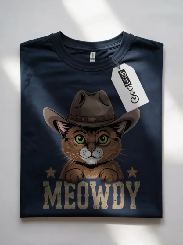 Navy somali cat meowdy shirt – pet cat mom dad tee