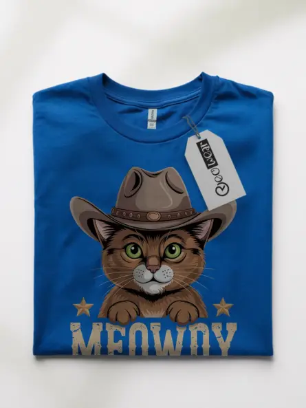 Royal blue somali cat meowdy shirt – western texas meme tee