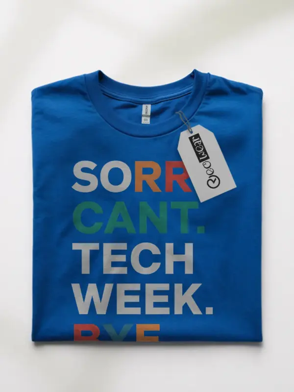 Royal blue sorry can't tech week bye shirt – theatre teacher tee