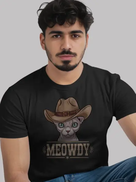 Black sphynx cat meowdy shirt – pet cat mom dad tee