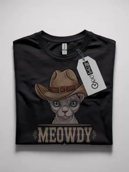 Black sphynx cat meowdy shirt – pet cat mom dad tee