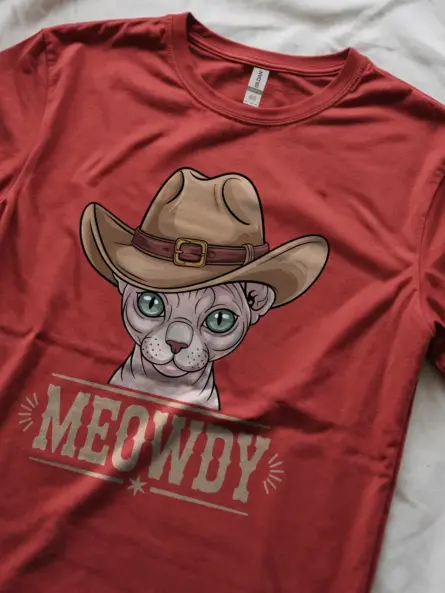 Red sphynx cat meowdy shirt – cute cowboy cat t-shirt