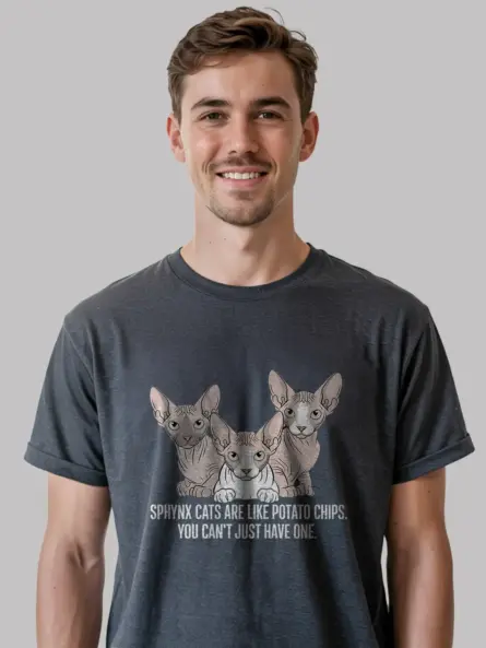 Dark heather sphynx cats like potato chips shirt – cat lover gift