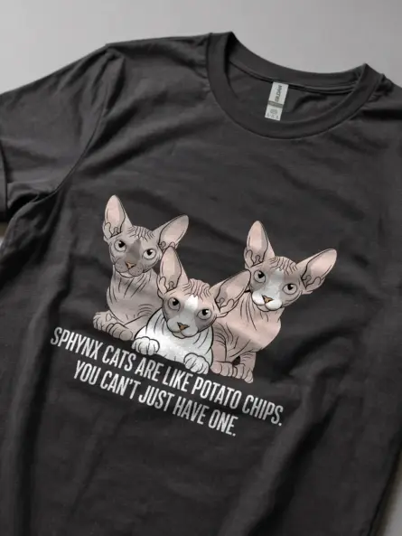 Dark heather sphynx cats like potato chips shirt – cat lover gift