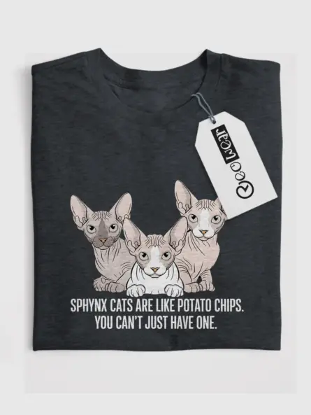 Dark heather sphynx cats like potato chips shirt – cat lover gift