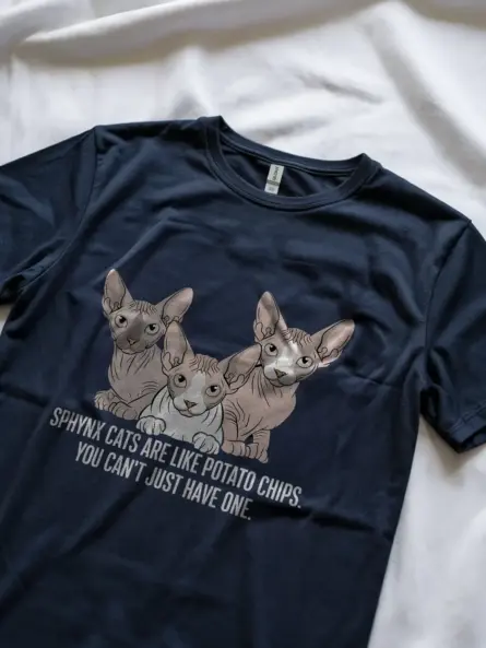 Navy Sphynx Cats Like Potato Chips Shirt – Cute Pet Tee