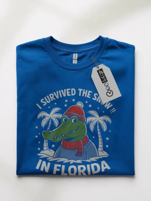 Royal blue survived the snow in florida shirt – alligator lover tee