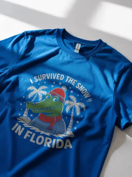 Royal blue survived the snow in florida shirt – alligator lover tee