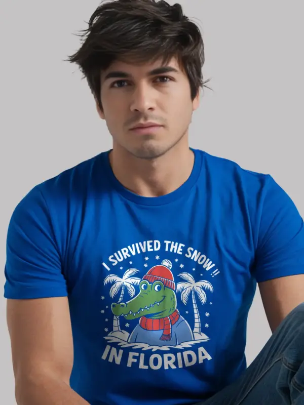 Royal blue survived the snow in florida shirt – alligator lover tee