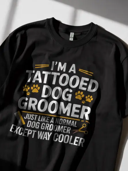 Tattooed Dog Groomer Shirt in Black – Funny Groomer Tee