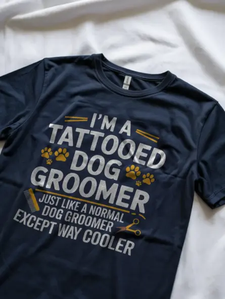 Navy Tattooed Dog Groomer Shirt – Dog Groomer Gift