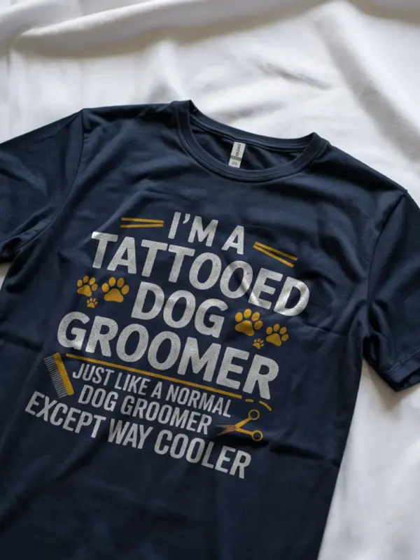 Navy Tattooed Dog Groomer Shirt – Dog Groomer Gift