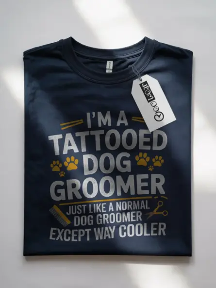 Navy Tattooed Dog Groomer Shirt – Dog Groomer Gift