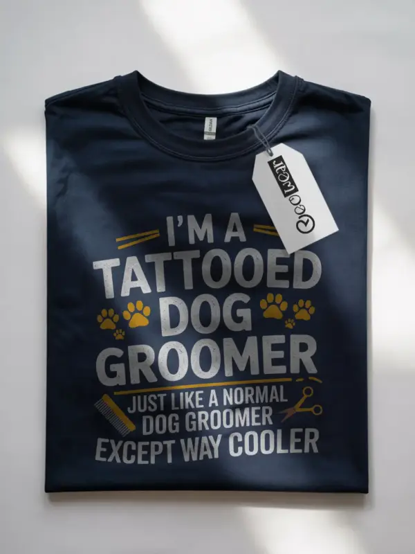 Navy Tattooed Dog Groomer Shirt – Dog Groomer Gift