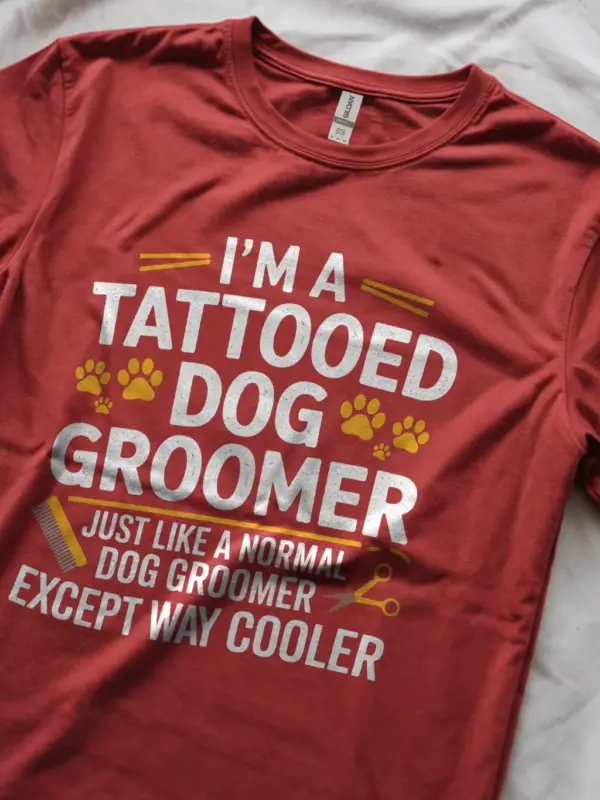 Red Tattooed Dog Groomer Shirt – Way Cooler Groomer Tee