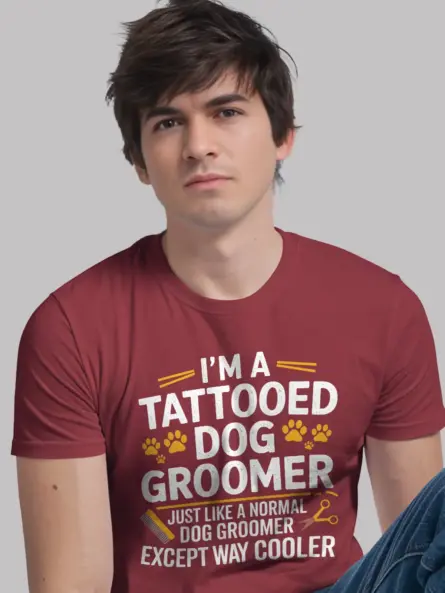 Red Tattooed Dog Groomer Shirt – Way Cooler Groomer Tee