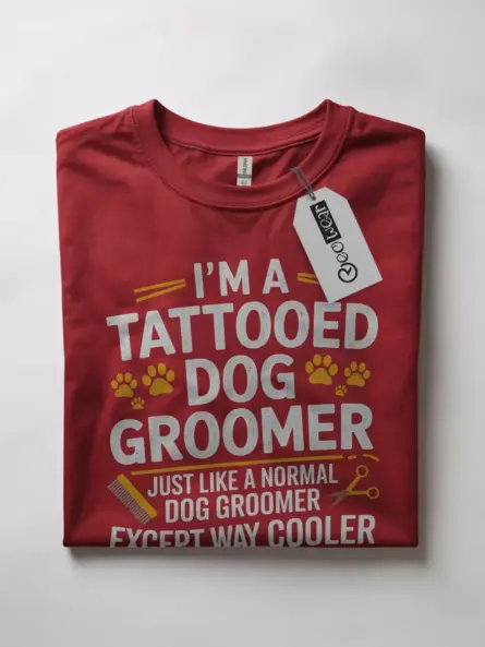 Red Tattooed Dog Groomer Shirt – Way Cooler Groomer Tee