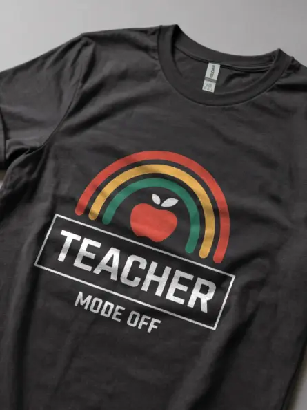 Dark heather teacher mode off shirt – summer teacher gift