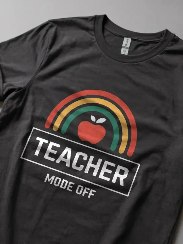 Dark heather teacher mode off shirt – summer teacher gift