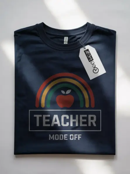Navy teacher mode off shirt – end of school year tee