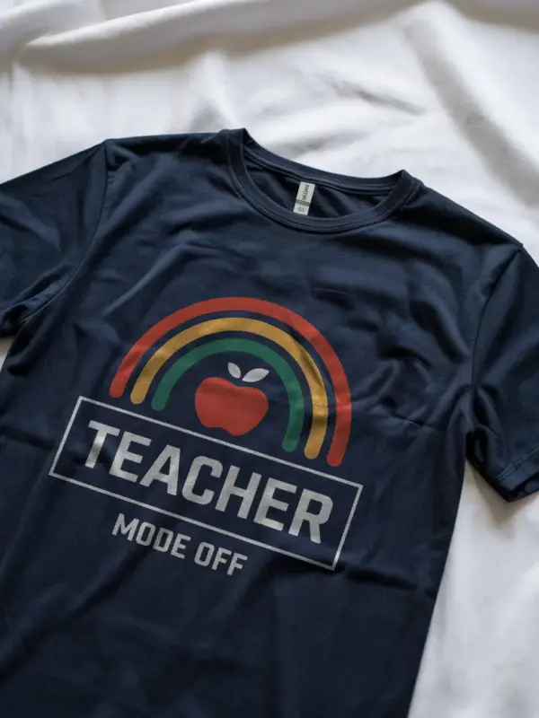 Navy teacher mode off shirt – end of school year tee