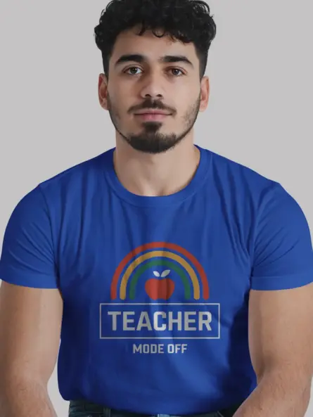 Royal blue teacher mode off shirt – funny educator shirt