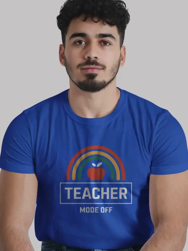 Royal blue teacher mode off shirt – funny educator shirt