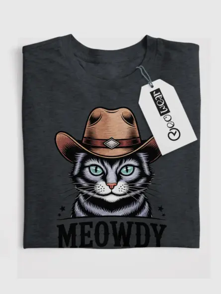 Thai lilac cat meowdy shirt in dark heather – cowboy cat lover tee