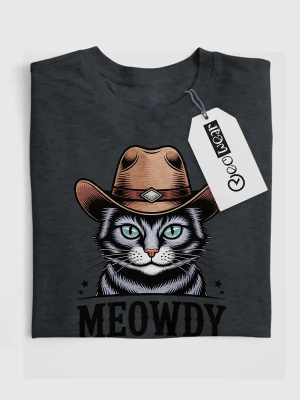 Thai lilac cat meowdy shirt in dark heather – cowboy cat lover tee