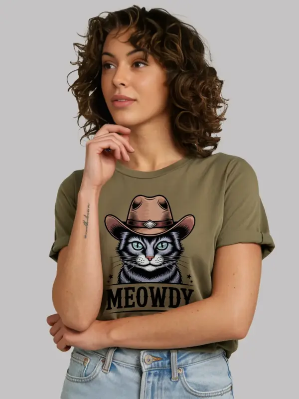 Military green thai lilac cat meowdy shirt – cute cowboy cat t-shirt