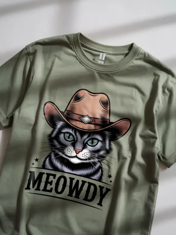 Military green thai lilac cat meowdy shirt – cute cowboy cat t-shirt
