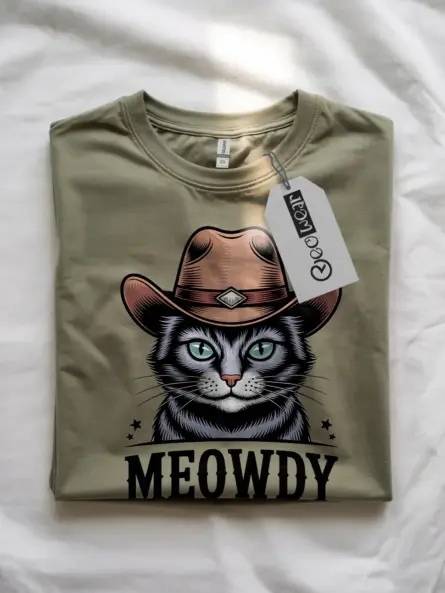 Military green thai lilac cat meowdy shirt – cute cowboy cat t-shirt