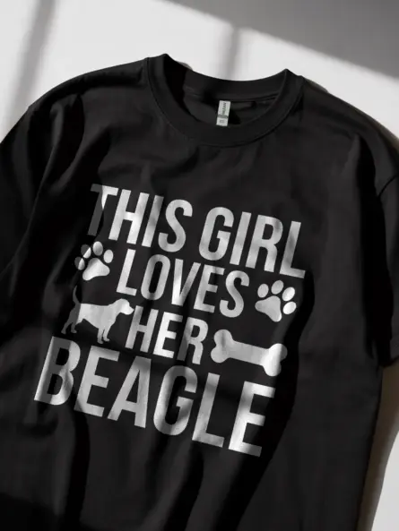 This girl loves her beagle shirt in black – women’s beagle mom tee