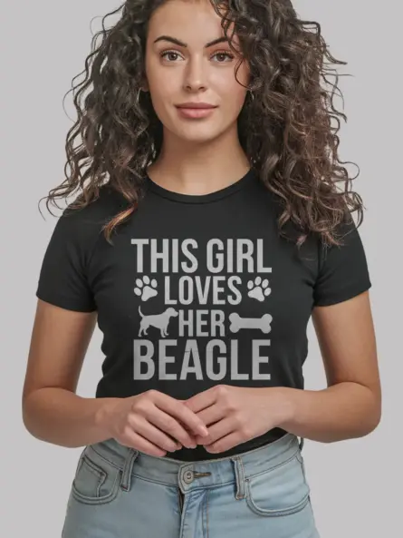 This girl loves her beagle shirt in black – women’s beagle mom tee