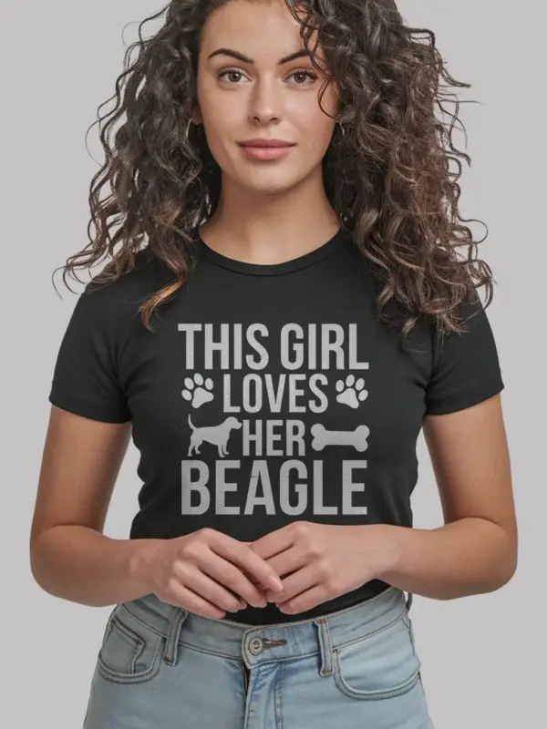 This girl loves her beagle shirt in black – women’s beagle mom tee
