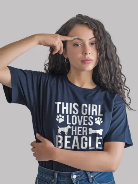 Navy this girl loves her beagle shirt – beagle mom shirt for women