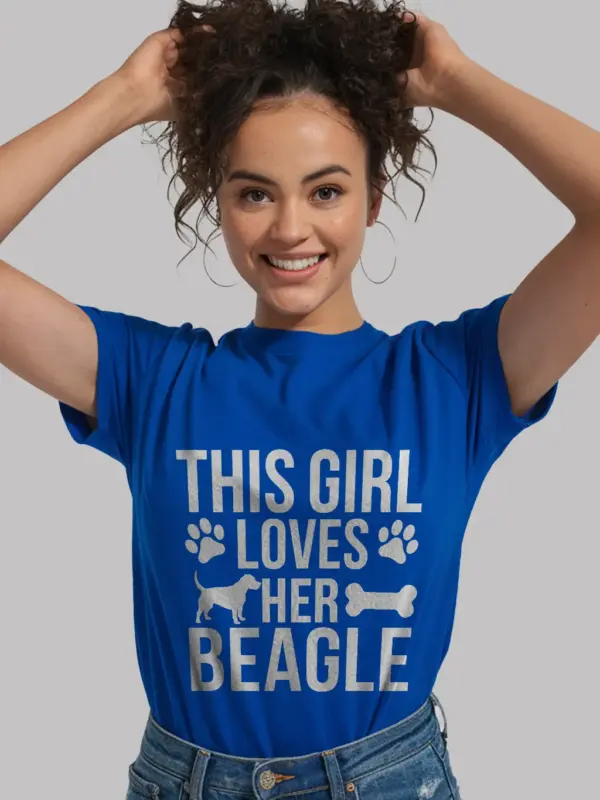 Royal blue this girl loves her beagle shirt – fun beagle women’s tee