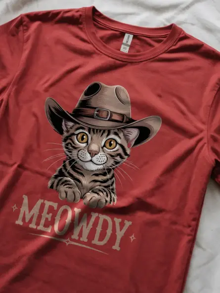Red toyger cat meowdy shirt – pet cat mom dad tee