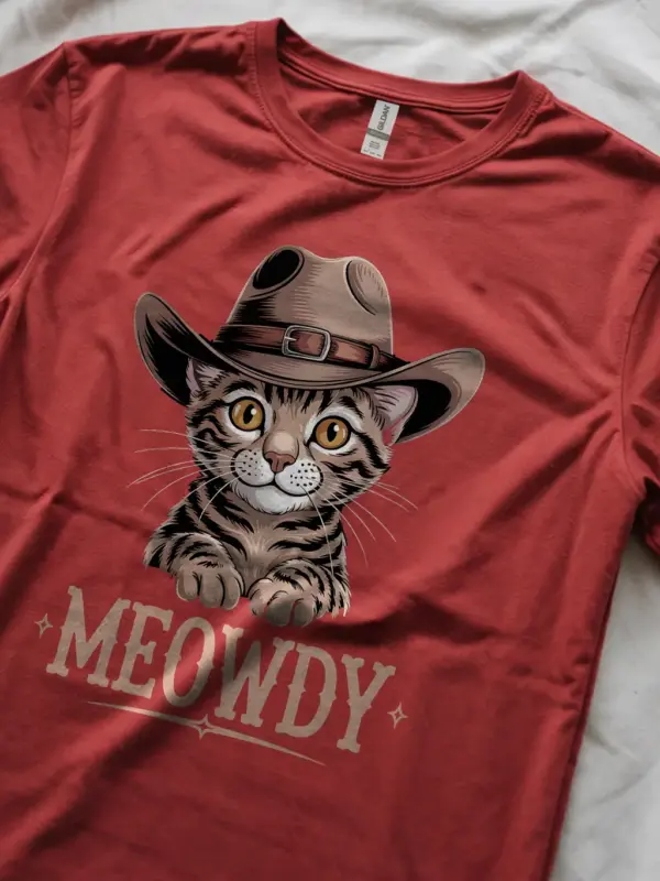 Red toyger cat meowdy shirt – pet cat mom dad tee