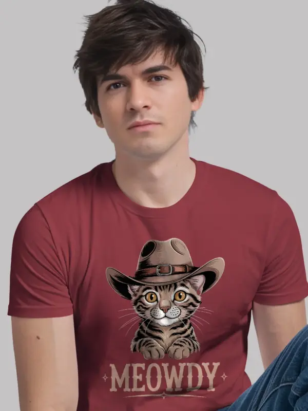 Red toyger cat meowdy shirt – pet cat mom dad tee