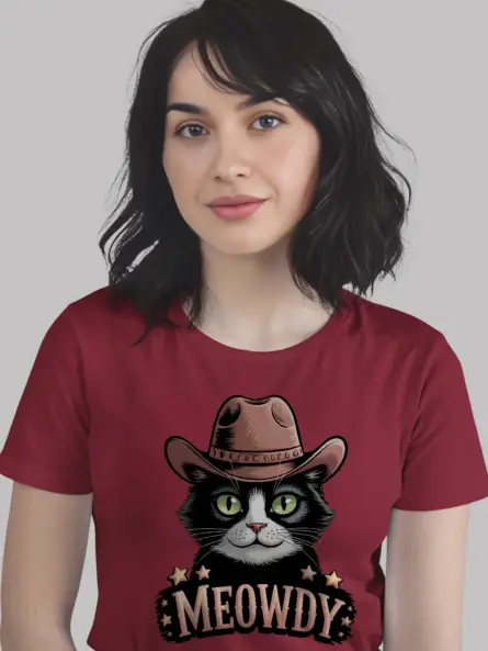 Red tuxedo cat meowdy shirt – pet cat mom dad tee