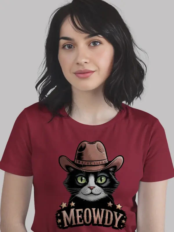 Red tuxedo cat meowdy shirt – pet cat mom dad tee
