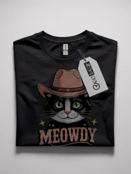 Tuxedo cowboy cat shirt in black – playful cowboy cat tee