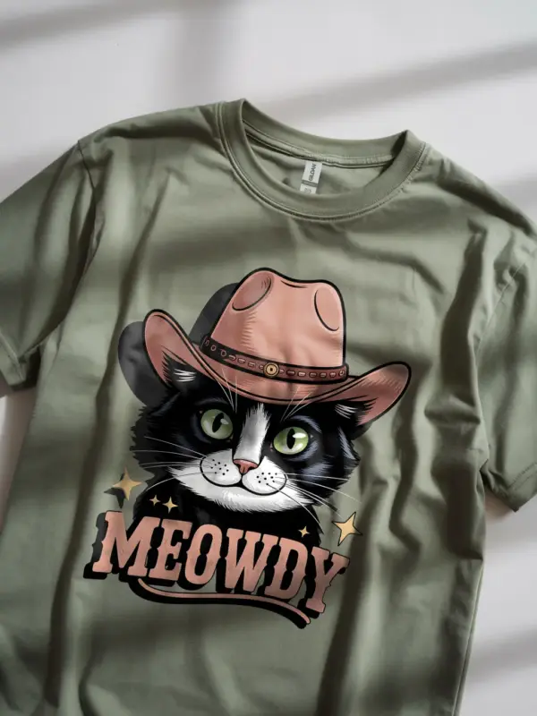 Military green tuxedo cowboy cat shirt – cute cat lover shirt