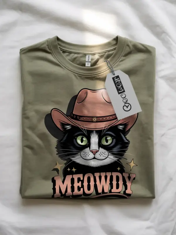 Military green tuxedo cowboy cat shirt – cute cat lover shirt