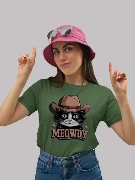 Military green tuxedo cowboy cat shirt – cute cat lover shirt