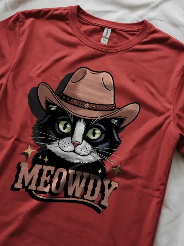 Red tuxedo cowboy cat shirt – funny pet cat tee