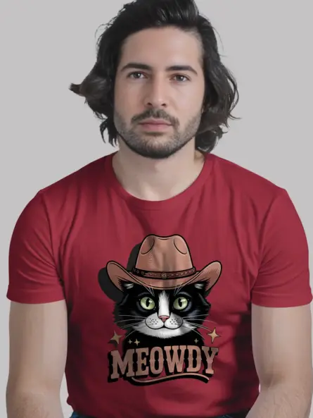 Red tuxedo cowboy cat shirt – funny pet cat tee