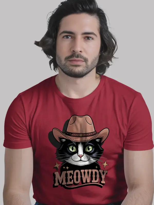 Red tuxedo cowboy cat shirt – funny pet cat tee
