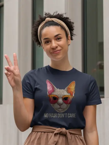 Navy funny sphynx cat shirt – cat wearing sunglasses